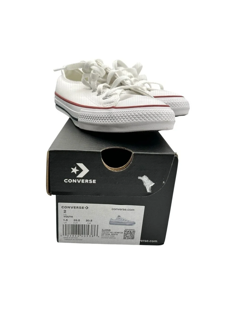 Converse Chuck Taylor All Star Low Top White Youth Sneakers Size 2 NWB